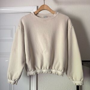 BASERANGE cream beige off white organic cotton blend terry pullover boxy sweater